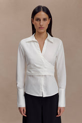 Eugenia Wrap Cotton Shirt - White